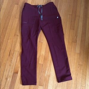 Women Red Cargo Pants with Relaxed Fit and Drawstring Waist